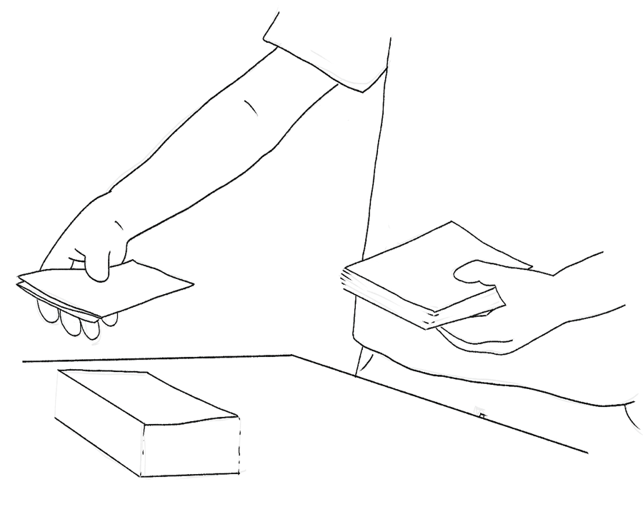 Animated GIF of someone preparing a stack of "Know Your rights" booklets